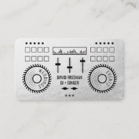 Modern luxury silver foil black dj music turntable business card