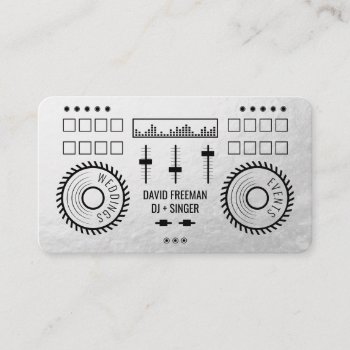 Modern Luxury Silver Foil Black Dj Music Turntable Business Card by moodii at Zazzle