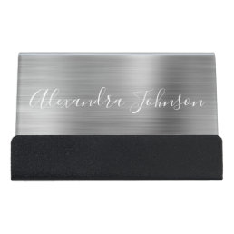 Modern Luxury Silver Foil Modern Professional Desk Business Card Holder