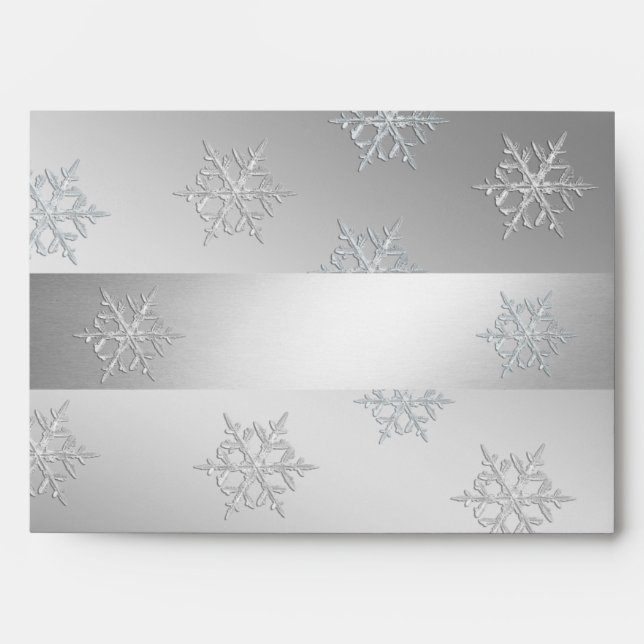 Modern luxury silver snowflakes Holiday Envelope (Front)