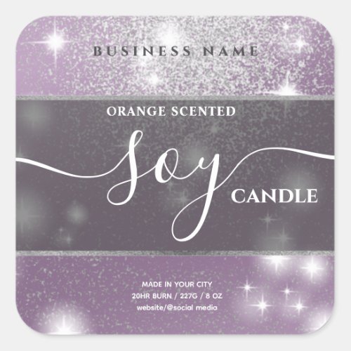 Modern luxury sparkle script soy candle label