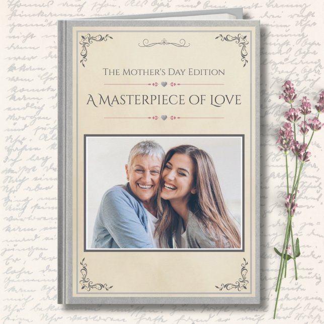 Modern Luxury Storybook Premium Mother's Day Card (Premium Silver Mother's Day Card with Custom Photo | Modern Storybook Heirloom Keepsake for Mom)