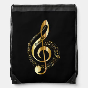 Modern Luxury Trendy Golden Music Note Drawstring Bag