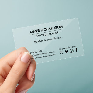 Modern Luxury Trendy Social Icons Clear Business Cards