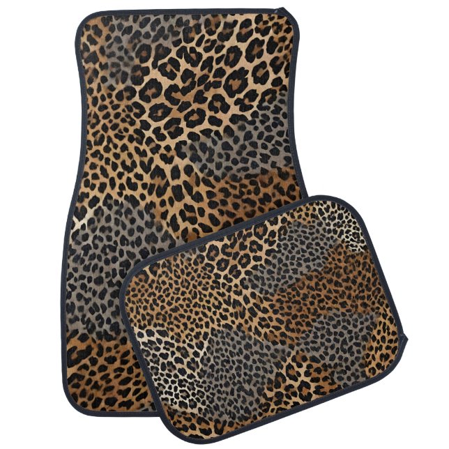 Modern Luxury White Leopard Elegant Collection Car Floor Mat (Set)