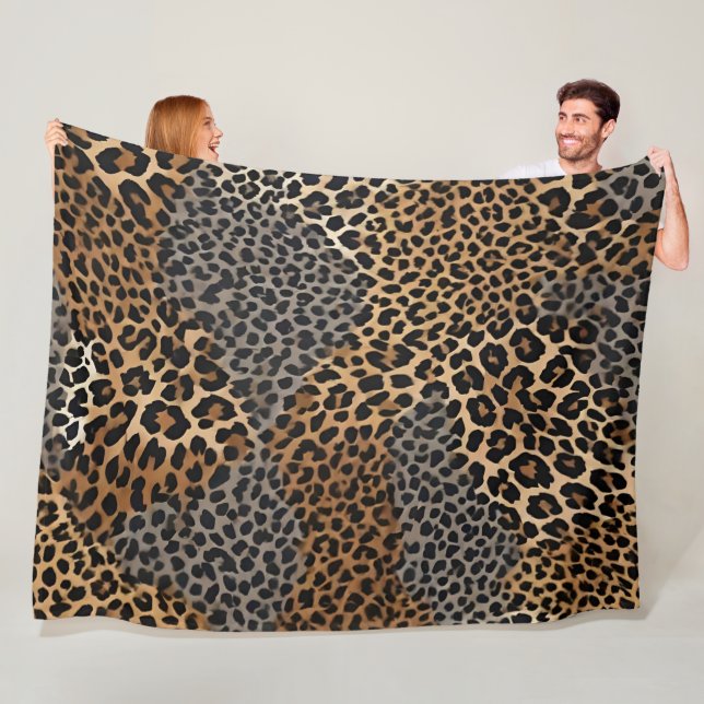 Modern Luxury White Leopard Elegant Collection Fleece Blanket (In Situ)