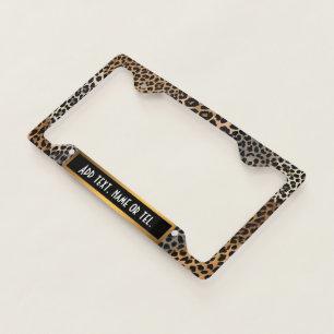 Modern Luxury White Leopard Elegant Collection License Plate Frame