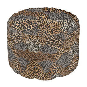 Modern Luxury White Leopard Elegant Collection Pouf
