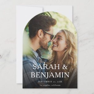 Modern M Photo Vertical Chic Save the Date Arc Invitation