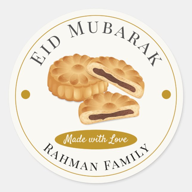Modern Maamoul Date Cookies Islamic Eid Mubarak Classic Round Sticker (Front)