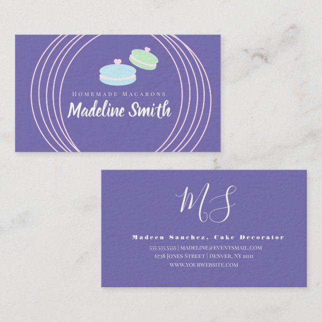 Modern Macaron Logo Homemade Bakery Branding Business Card (Front/Back)