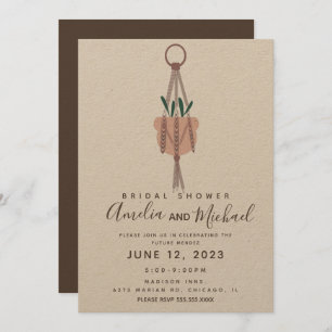 Modern Macrame Plant Hanger Planter Bridal Shower Invitation