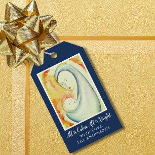 Modern Madonna and Child Watercolor Christmas Gift Tags