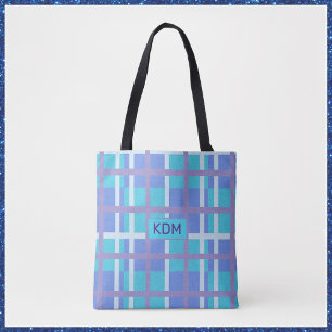 Modern Madras Purple and Blue Tote Bag