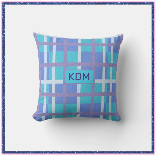 Modern Madras Stylish Purple and Blue Pillow (Creator Uploaded)
