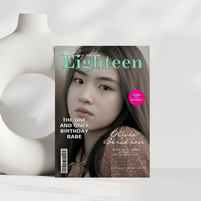 Modern Magazine cover 18th Birthday Invitation (Creator Uploaded)
