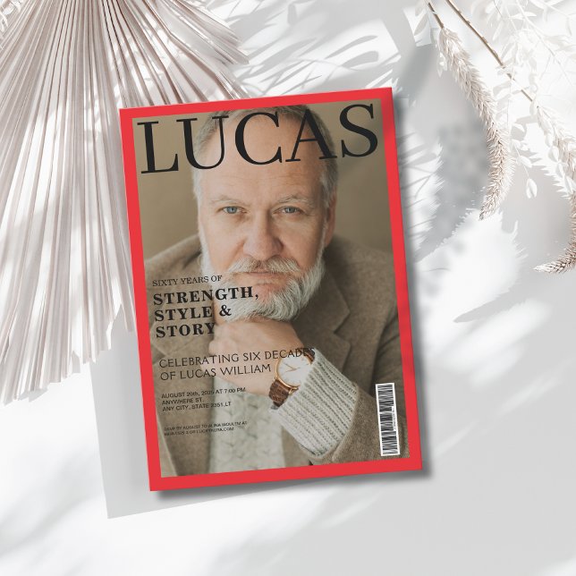 Modern Magazine cover 60th Birthday party Invitation (Creator Uploaded)