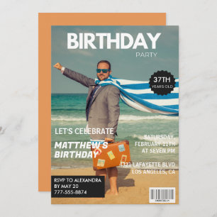 Modern Magazine Cover for him 37th birthday Invitation