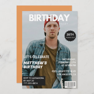 Modern Magazine Cover for him 38th birthday Invitation