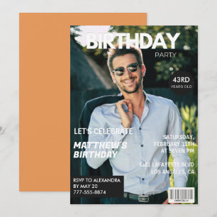 Modern Magazine Cover for him 43rd birthday Invitation