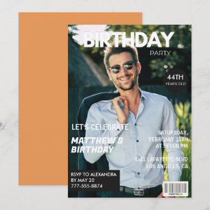 Modern Magazine Cover for him 44th birthday Invitation