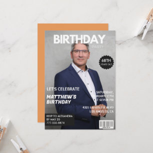 Modern Magazine Cover for him 68th birthday Invitation
