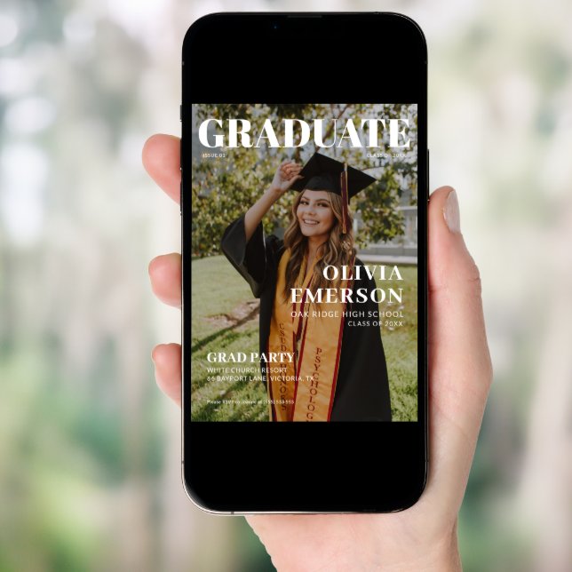Modern Magazine Cover Graduation Invitation (Front Digital)