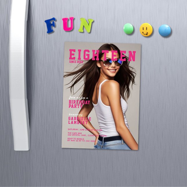 Modern Magazine Cover Inspired 18th Birthday Magnetic Invitation (Creator Uploaded)
