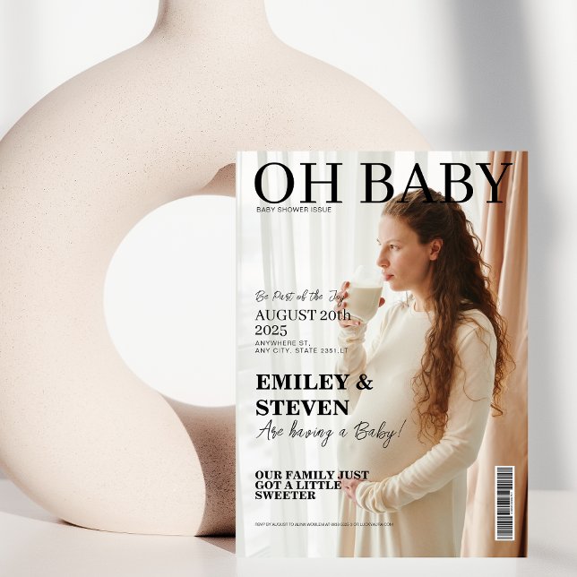 Modern magazine cover photo Baby shower Invitation (Creator Uploaded)