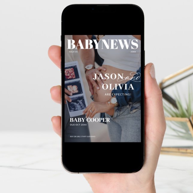 Modern Magazine Cover Pregnancy Announcement (Front Digital)