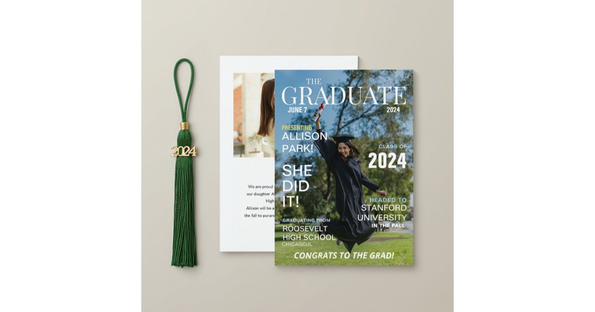 Graduation Photo Magazine Modern Magazine Photo Graduation Announcement | Zazzle