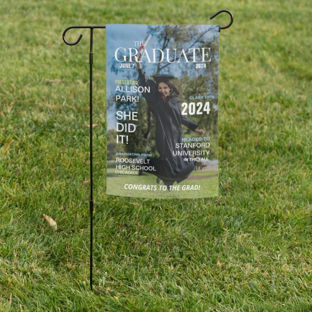 Modern Magazine Photo Graduation  Garden Flag (In SItu)