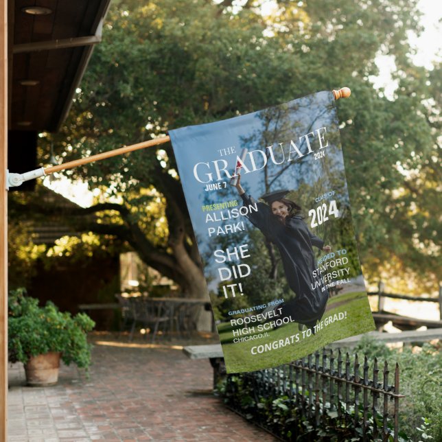 Modern Magazine Photo Graduation  House Flag (In SItu)