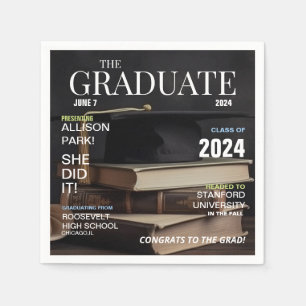 Modern Magazine Photo Graduation Napkins