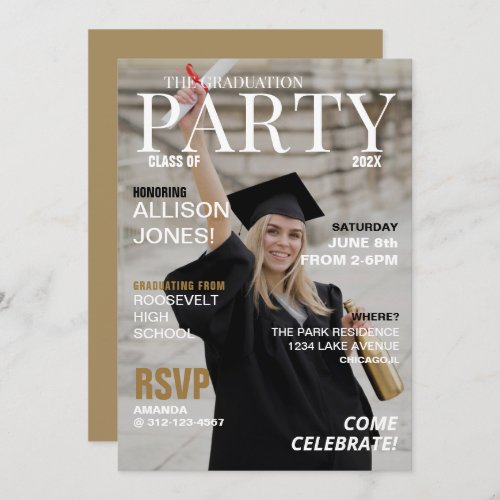 Modern Magazine Photo Graduation Party Invitation