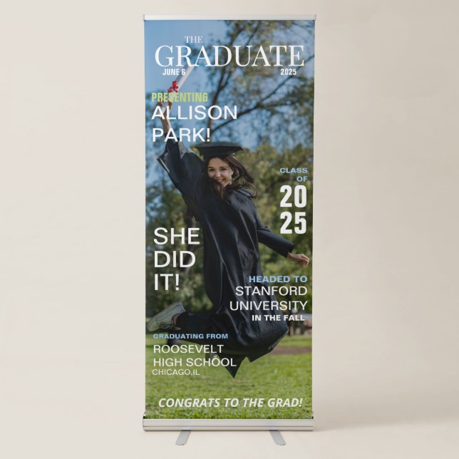 Modern Magazine Photo Graduation  Retractable Banner (Front)