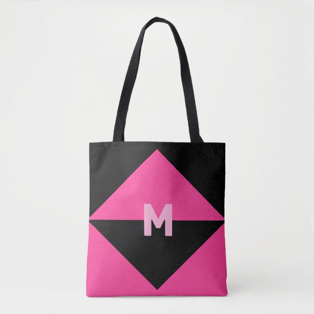 Modern Magenta and Black Tote Bag (Front)