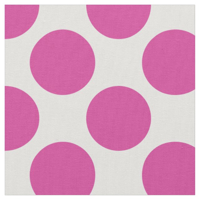 Modern Magenta and White Large Polka Dots Fabric (Close Up)