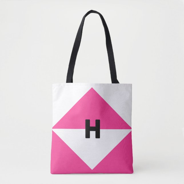 Modern Magenta and White Tote Bag (Front)