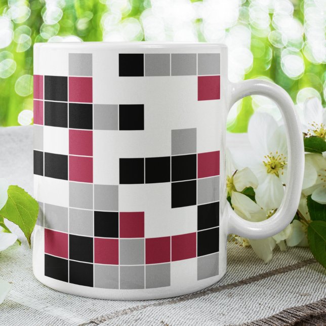 Modern Magenta Black Gray Geometric Coffee Mug (Creator Uploaded)