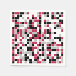 Modern Magenta Black Gray Geometric Napkins
