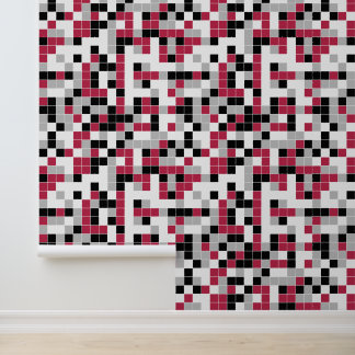 Modern Magenta Black Gray Geometric Wallpaper