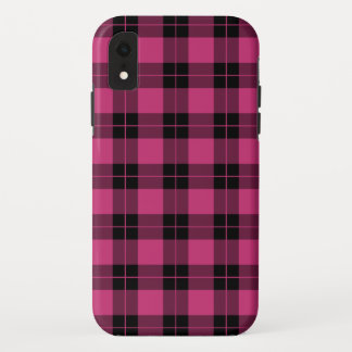 Modern Magenta Black Plaid Pattern iPhone XR Case