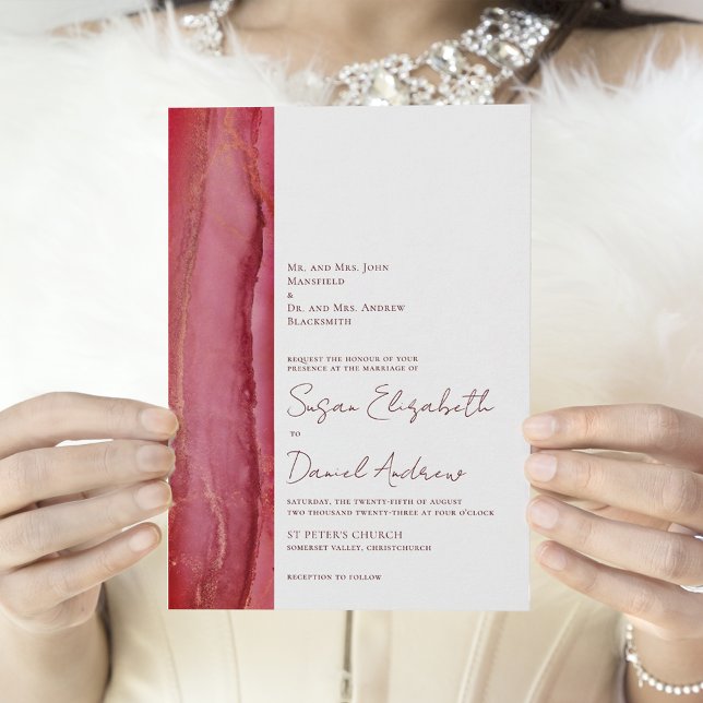 Modern Magenta Coral Wedding Invitation (Creator Uploaded)
