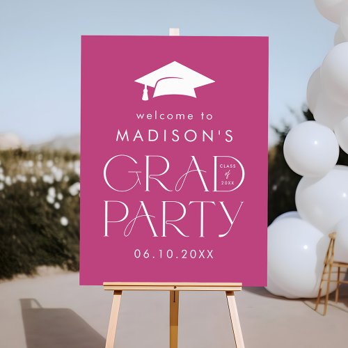 Modern Magenta Graduation Party Welcome Sign