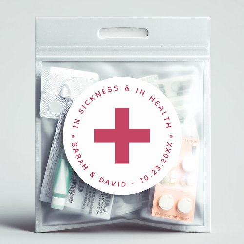 Modern Magenta Hangover Kit In Sickness and Health Classic Round Sticker