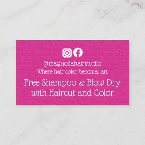 Modern Magenta Magnolia Logo Free Service Discount Card