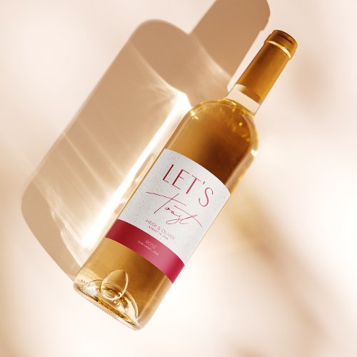 Modern Magenta Personalized Wedding Bottle Wine Label