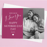 Modern Magenta Photo Mothers Day Holiday Card<br><div class="desc">Make this Mother's Day extra special with our magenta photo mothers day card! This beautiful card will be the perfect way to show just how much you care about your mom. With its impressive magenta hue, this card is sure to stand out and draw attention. Using a photo of your...</div>