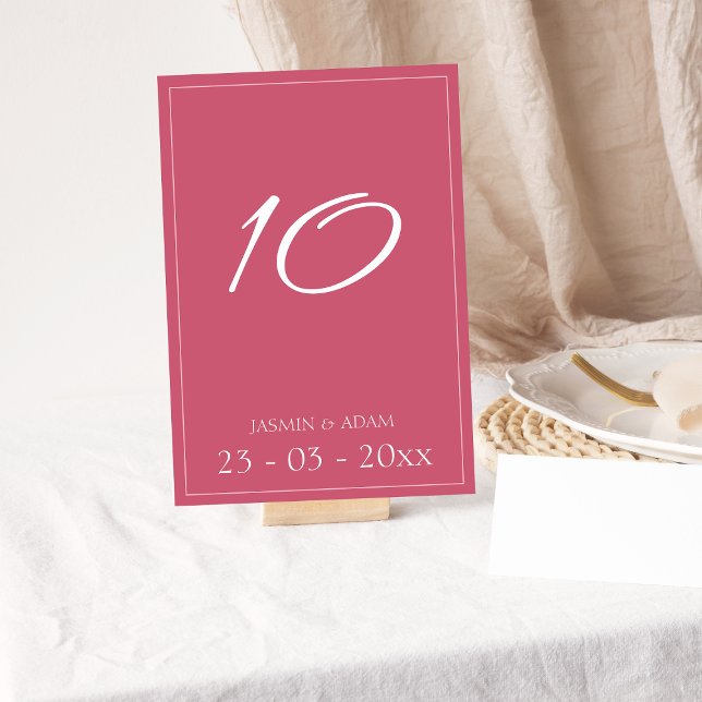 Modern Magenta Pink Minimal Wedding Table Number (Creator Uploaded)
